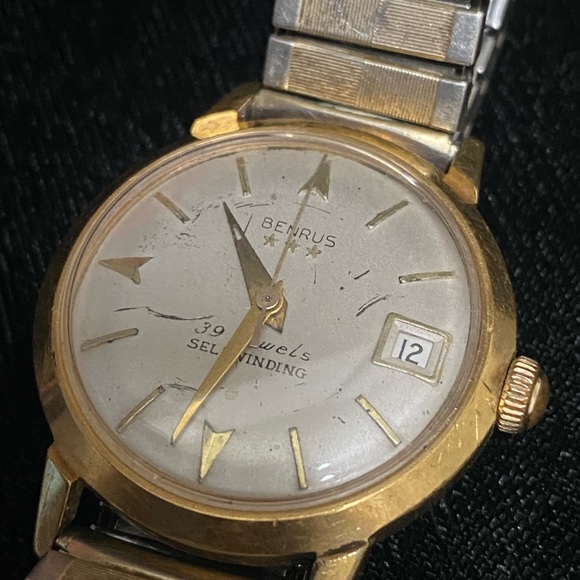Benrus Vintage 18kt Gold Filled Swiss Made 39 Jewels Self Winding 1960’s Watch - Picture 8 of 9